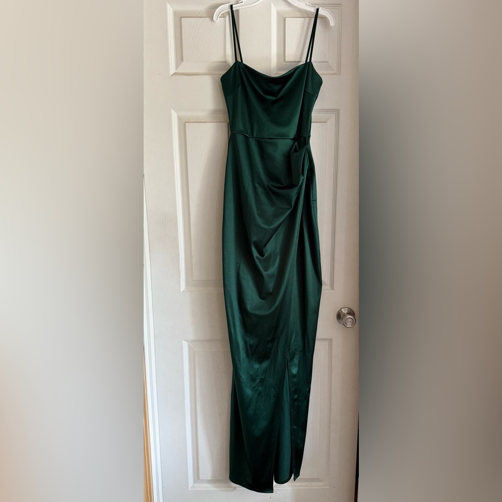 Elegant Green Satin Dress